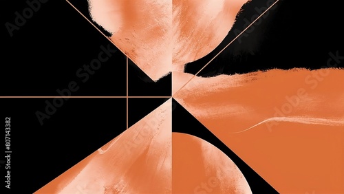 An abstract minimalist background is used, black and orange colors, pastel painting technique.