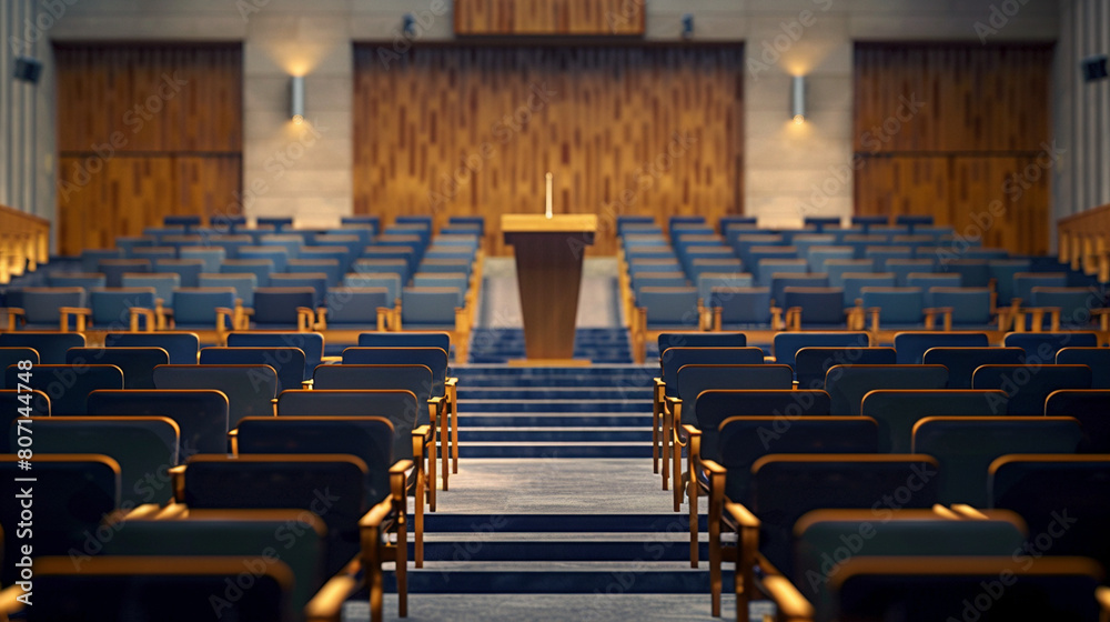 Fototapeta premium Empty Conference Hall for International Meetings