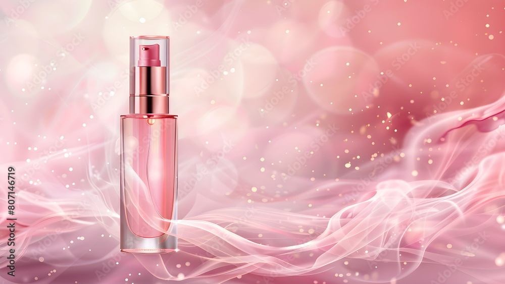 pink perfume cosmetic bottle with reflection pink perfume cosmetic bottle with reflection