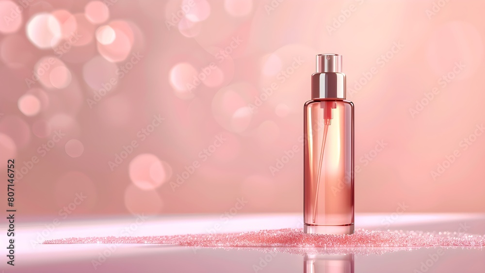 pink perfume cosmetic bottle with reflection pink perfume cosmetic bottle with reflection