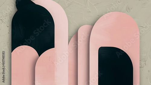  An abstract minimalist background is used, black and pink colors, pastel painting technique.