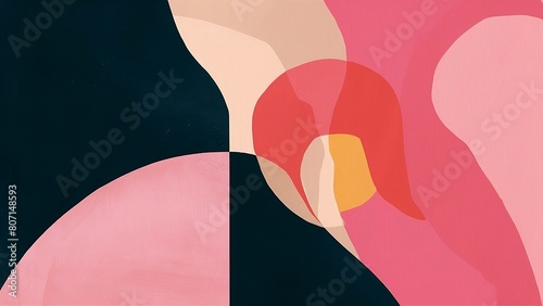  An abstract minimalist background is used, black and pink colors, pastel painting technique.