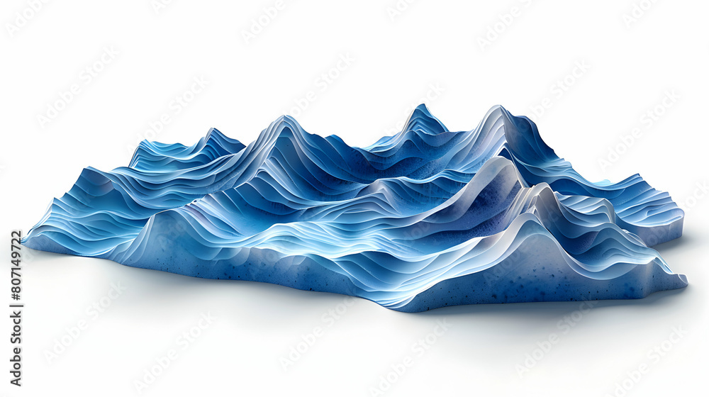 3D Flat Icon: Rolling Data Dunes Forming Digital Abstract Landscape