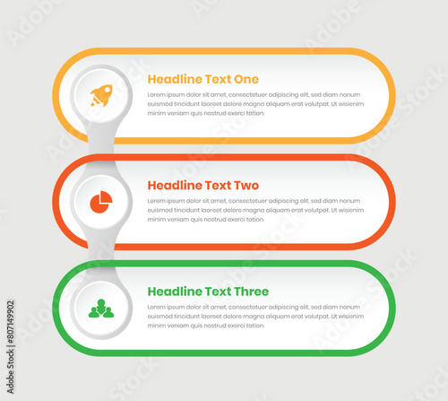 Three steps simple data presentation business infographic with icons