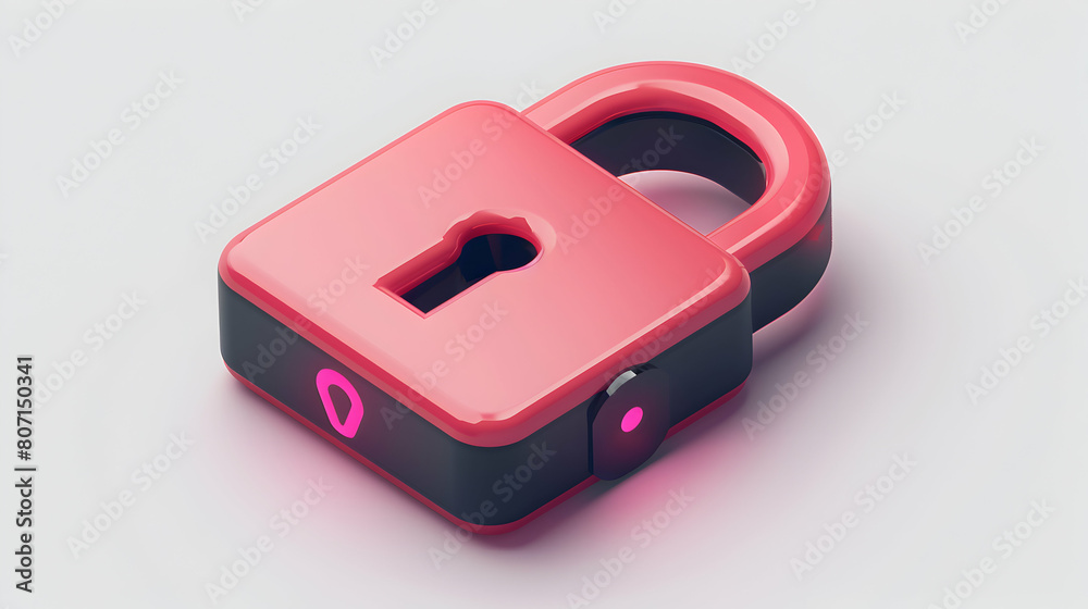 3D Flat Icon of Secure Digital Lock for Sensitive Data - Isometric Concept