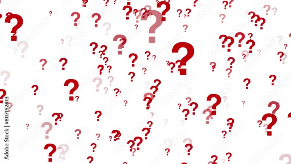 questions marks in red on white background, animated questions, faq concept