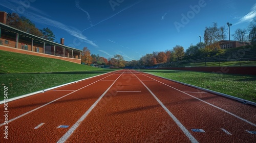 A track is shown with a red line painted down the middle