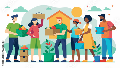 A sense of camaraderie and giving back as people participate in the community swap event knowing that their unwanted items can find new homes with. Vector illustration