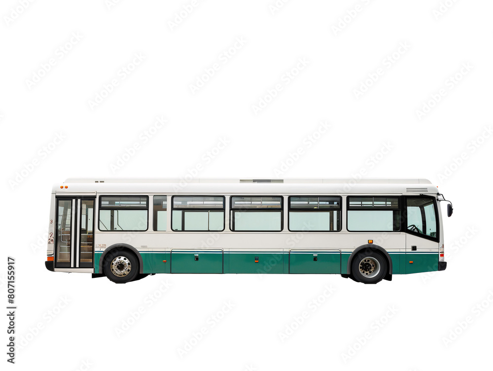 a white and green bus