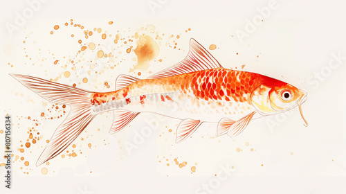 Peixe carpa japones em aquarela - Arte photo