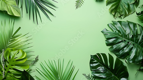Green tropical leaf  summer wallpaper   beautiful and simple to use as a graphic element
