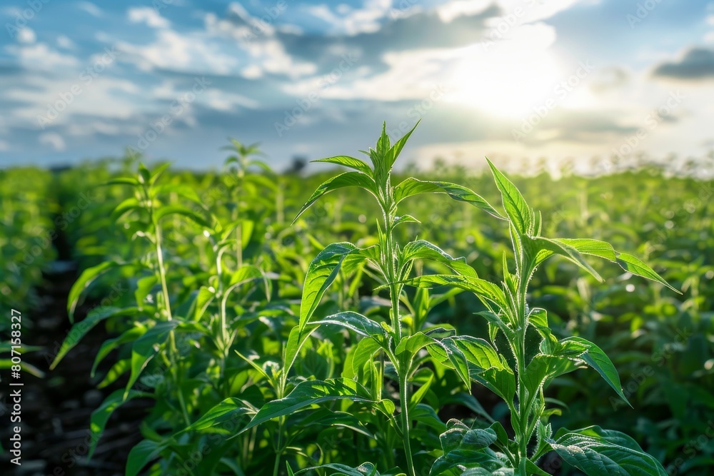 Obraz premium Sesame plants grow in fields