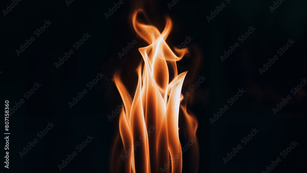 Close-up of flames against on the black background
