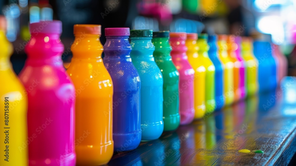 Colorful fresh juice bar. vibrant selection of healthy smoothies and fresh fruit juices for sale Colorful fresh juice bar. vibrant selection of healthy smoothies and fresh fruit juices for sale