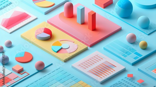 3d render of a modern infographic design elements,eaturing bright colors and dynamic geometric shapes, ideal for visual data communication and creative presentations