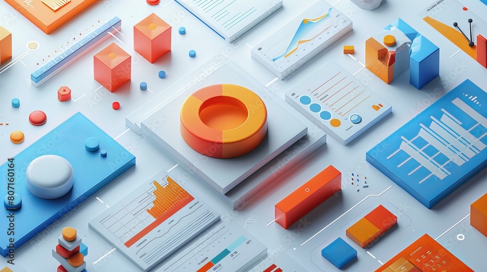 custom made wallpaper toronto digital3d render of a modern infographic design elements,eaturing bright colors and dynamic geometric shapes, ideal for visual data communication and creative presentations