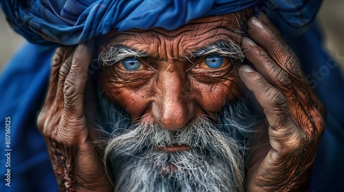Close up shot, portrait of a Tuareg man photo