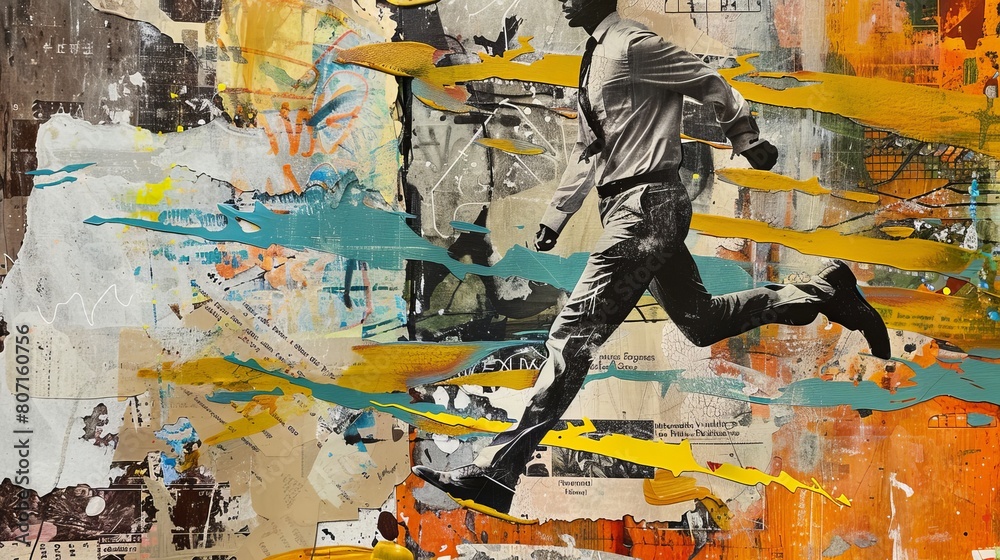 Fototapeta premium From task to task. Collage of art.