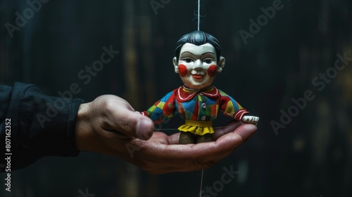 Isolated background with a puppet being manipulated by the hand