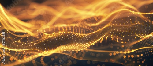 gold abstract technology pattern, flowing digital lines and swirls photo