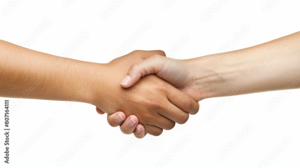 Isolated photograph of two individuals shaking hands