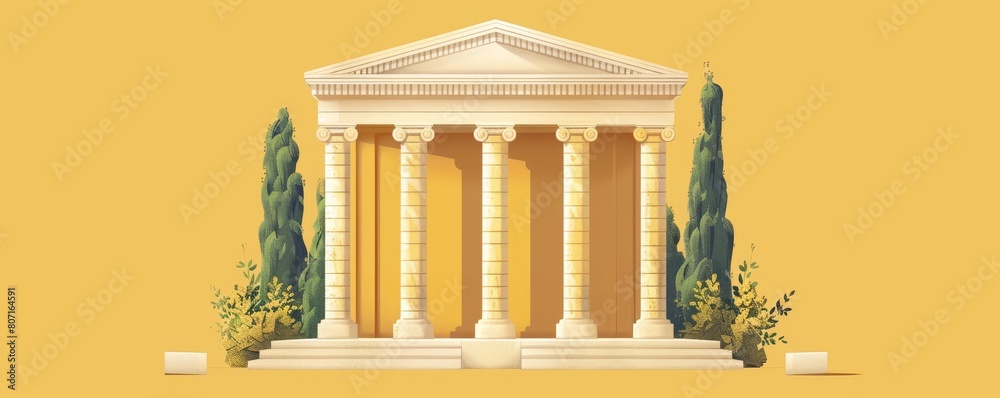 Fototapeta premium A minimalist illustration of a gold museum artifact, using clean lines and a neutral color palette to showcase its historical significance