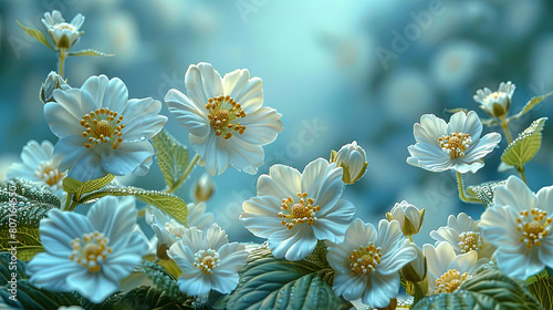 Blooming flowers, seasonal background, generative ai