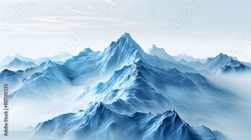 Digital Mountain Range - A Stunning Photo Realistic Concept of Virtual Peaks Rising from the Abyss