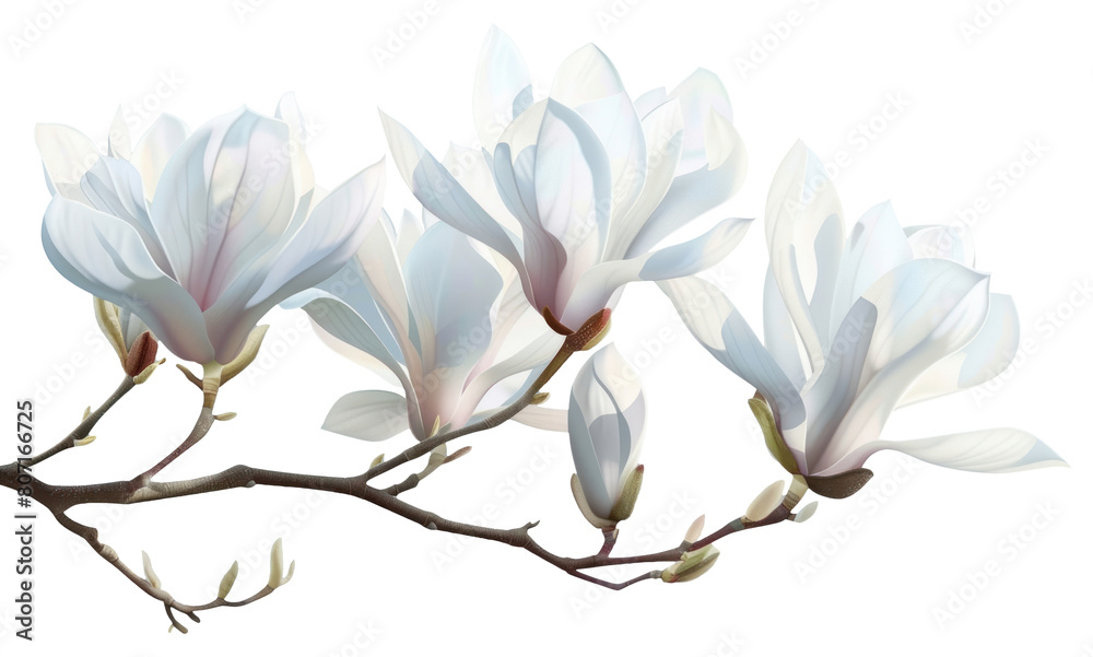 Obraz premium PNG White flowers magnolia blossom branch.