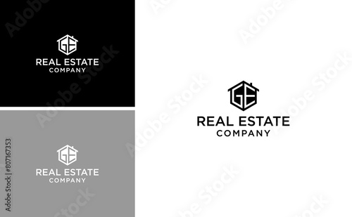 Initial GE home real estate logo design template