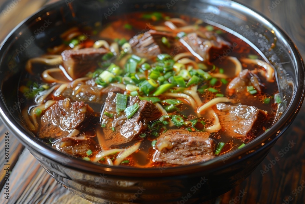 Taiwanese beef noodle soup is made with stewed beef broth vegetables and noodles Taiwanese beef noodle soup is made with stewed beef broth vegetables and noodles