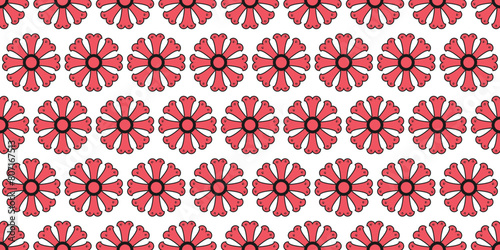 Pattern with pretty colorful flowers in a checker 
