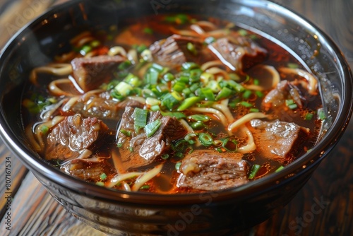 Taiwanese beef noodle soup is made with stewed beef broth vegetables and noodles