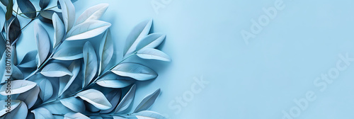 Blue tropical leaf  summer panorama wallpaper   beautiful and simple to use as a graphic element