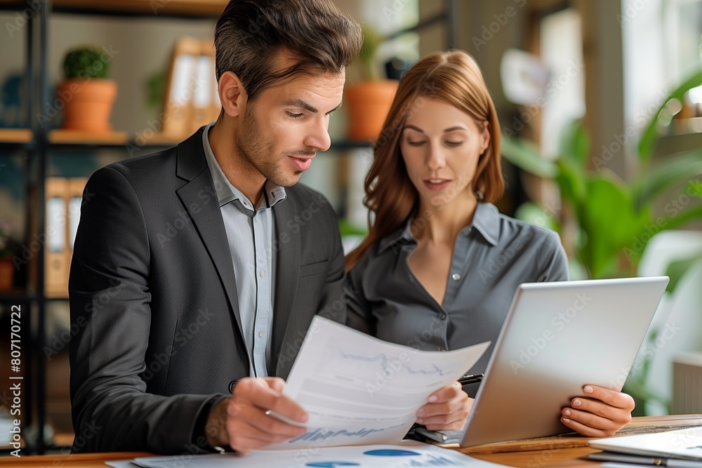 financial advisor manager showing paper document to customer consulting client financial advisor manager showing paper document to customer consulting client