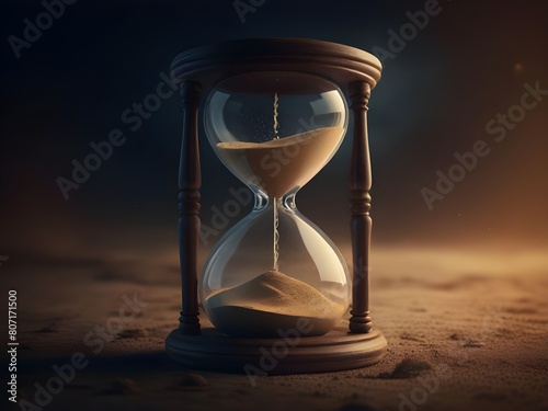 Hourglass, time is running, don't waste time, symbolizes that time passes quickly, universe background
