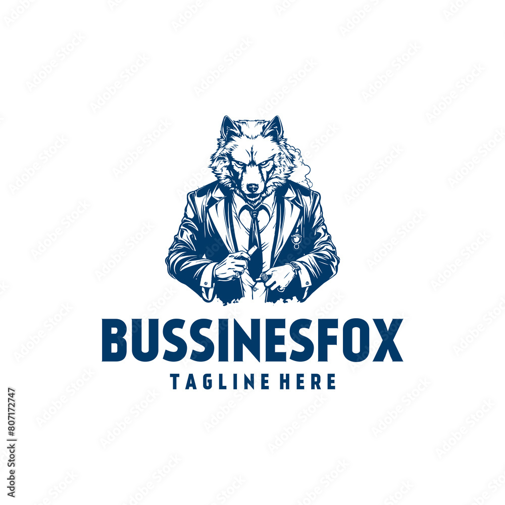 Business fox, mascot logo vector illustration