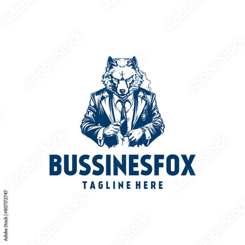 Business fox, mascot logo vector illustration