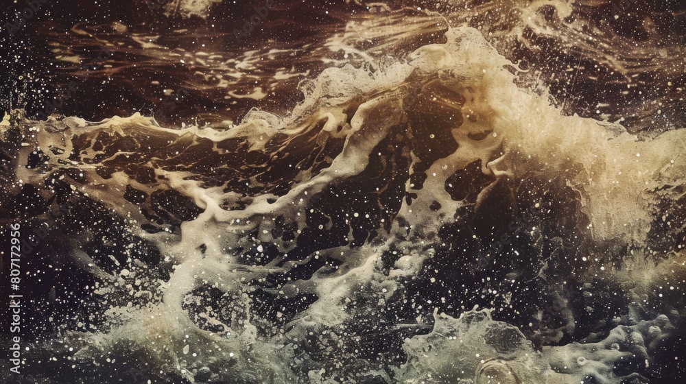 Obraz premium A powerful wave crashes in the ocean, creating a beautiful display of natures strength