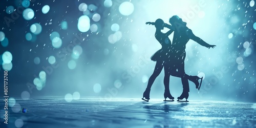 A couple passionately performs a tango dance under spotlight amidst a mystical rain setting © gunzexx png and bg