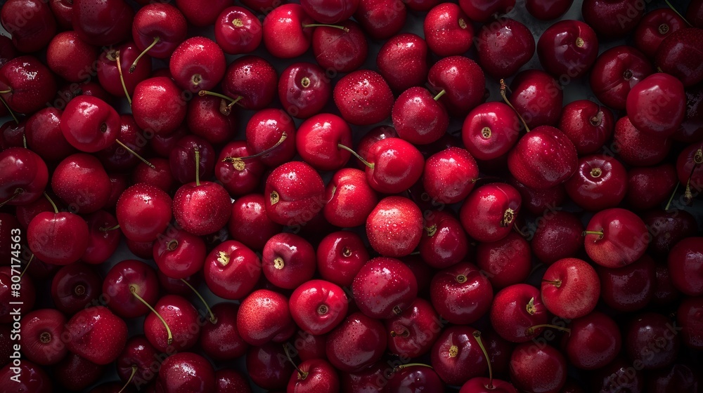 Cherries background top view Cherries background top view