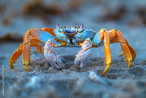 Blue crab on the beach,  render, square image © BOOM