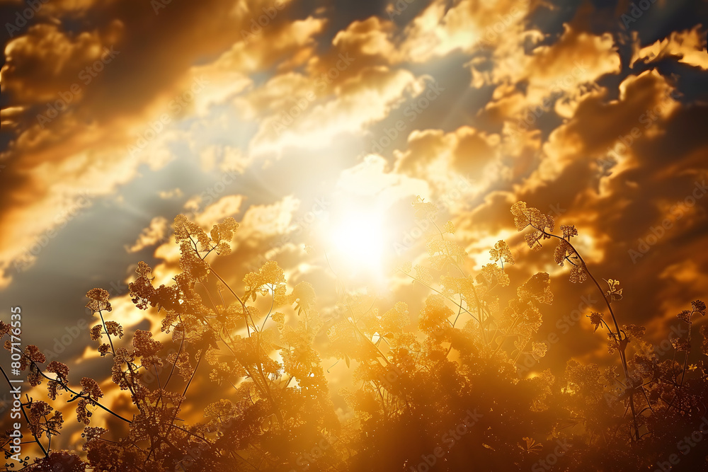 Gold sky backgrounds sunlight outdoors AI