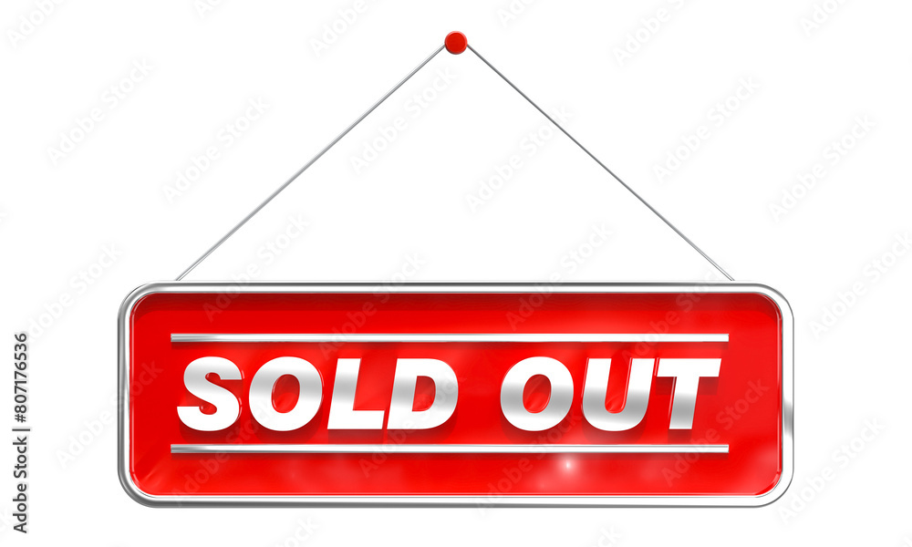 Sold out sign hanging with transparent background Sold out sign hanging with transparent background