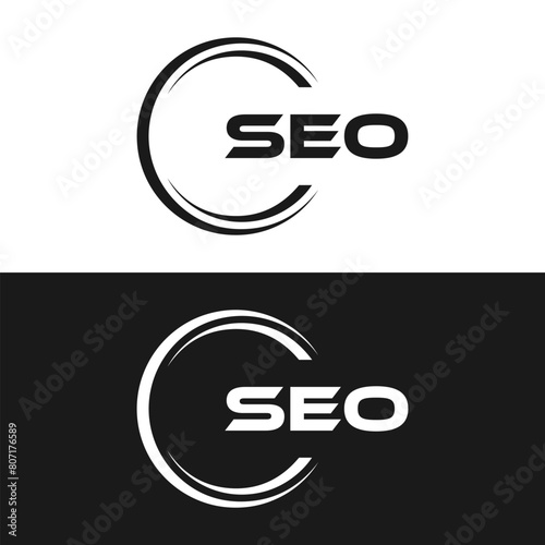 SEO logo. S E O design. White SEO letter. SEO, S E O letter logo design. Initial letter SEO linked circle uppercase monogram logo. S E O letter logo vector design.