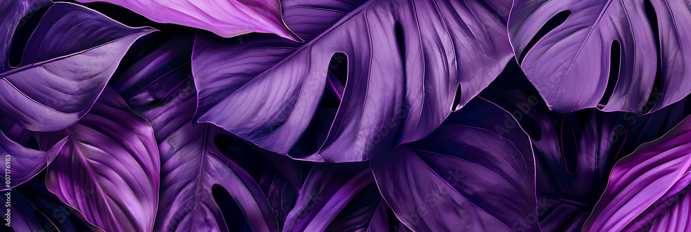 Violet tropical leaf, summer panorama wallpaper, beautiful and simple to use as a graphic element Violet tropical leaf, summer panorama wallpaper, beautiful and simple to use as a graphic element