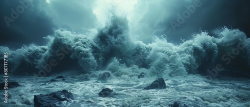 Monstrous Waves Crashing in Stormy Seas photo