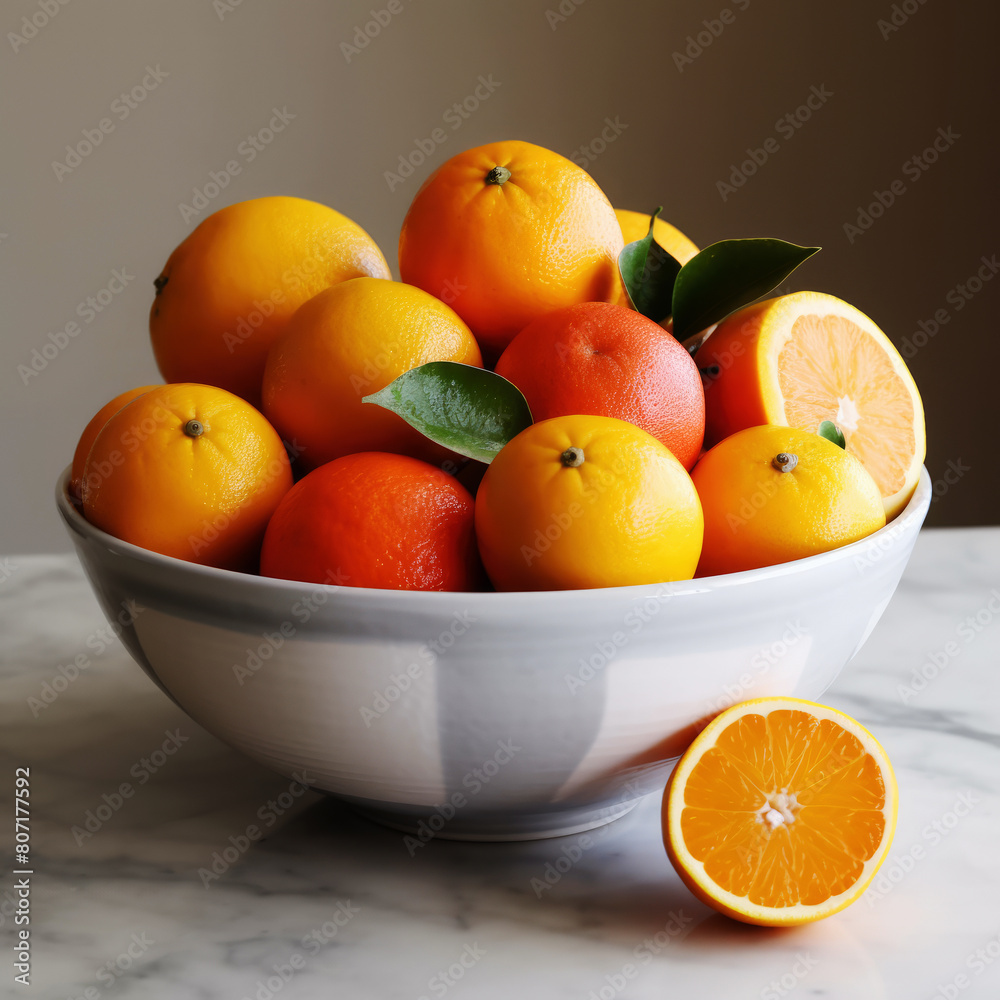 generated illustration of fresh oranges in a bowl generated illustration of fresh oranges in a bowl