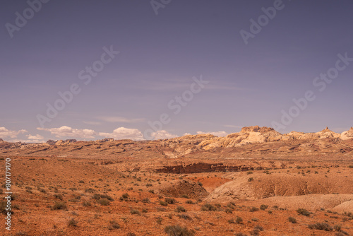 Orange Hazy Bluish Purple Sky Desert Area