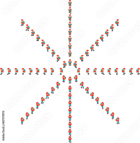 Animation of a pixel delivery man for a 2D game. Movement of a blond courier with a bag and a cap in an isometric view.